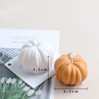 Food-grade silicone candle mold in pumpkin shape with easy demolding and heat resistant features